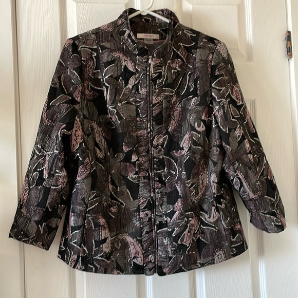 1990s style jacquard zip up jacket - Picture 1 of 9